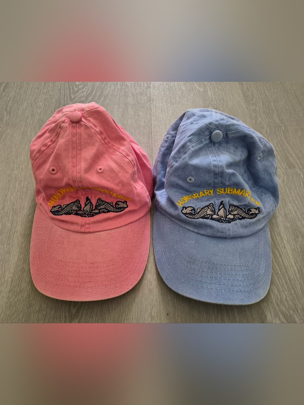 (2) Honorary Submariner Baseball Caps Hats Pink & Blue Farenheit Headware Co.